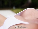 PUREMATURE Busty blonde Cory Chase begs for after pool anal